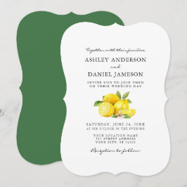 Convite Watercolor Lemons Greenery Casamento GB
