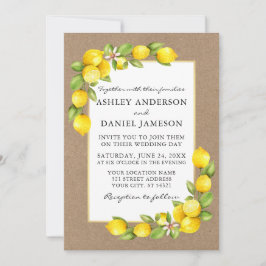 Convite Watercolor Lemons Greenery Foto Kraft Wedding