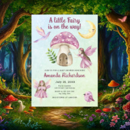 Convite Watercolor Little Fairy Whimsical Baby Shower