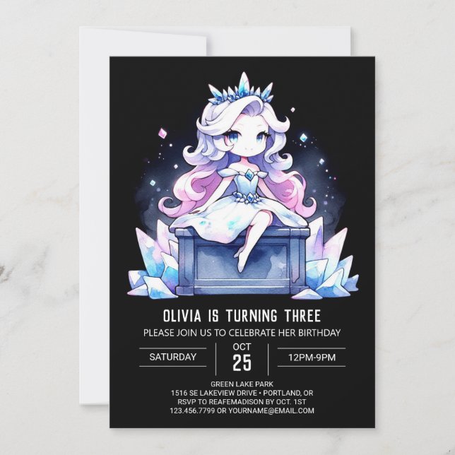 Convite Watercolor Little Princess Birthday (Frente)