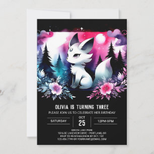 Convite Watercolor Magic Wolf Birthday