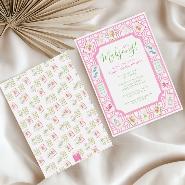 Convite Watercolor Mahjong Tiles Party (Criador carregado)