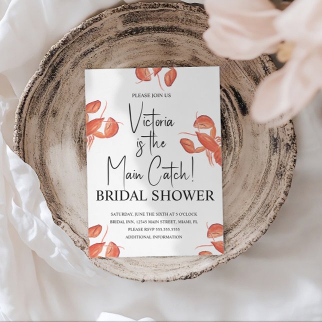 Convite Watercolor Main Catch Lobster Bridal Shower (Criador carregado)