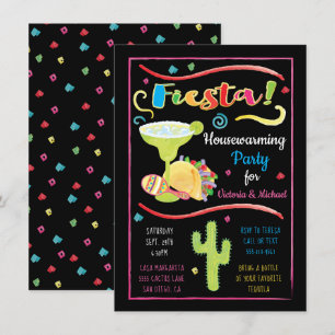 Convite Watercolor Mexicano Fiesta Housearming Party