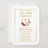 Watercolor Mixte Floral Wreath First Communion
