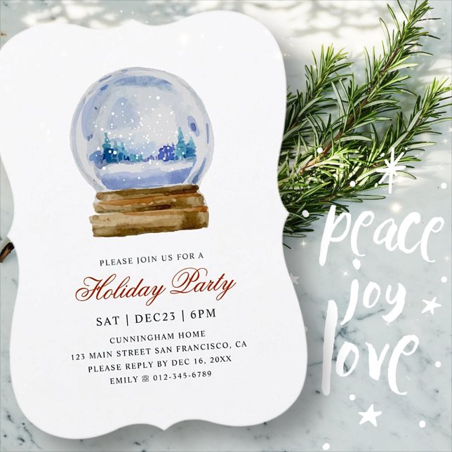 Convite Watercolor Modern Snow Globe Party (Criador carregado)