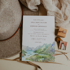 Convite Watercolor Mountain | Waterton Lakes Wedding