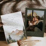 Convite Watercolor Mountain Wedding Invitation<br><div class="desc">This is a mountain wedding invitation featuring a beautiful watercolor fall mountain scene and an elegant font pairing. Edit all wording and all colors except for the color of the watercolor mountain scene. The color of the evergreen drop is not editable. // For matching items, please visit the "SAWYER" collection...</div>
