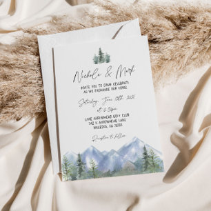 Convite Watercolor Mountains Wedding Invitation