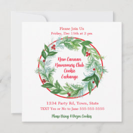 Convite Watercolor Natal Foliday Wreath CUSTOM