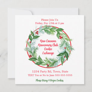 Convite Watercolor Natal Foliday Wreath CUSTOM