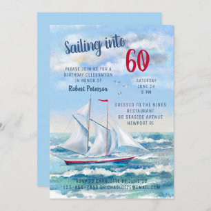Convite Watercolor Náutica Yacht 60.o Aniversário