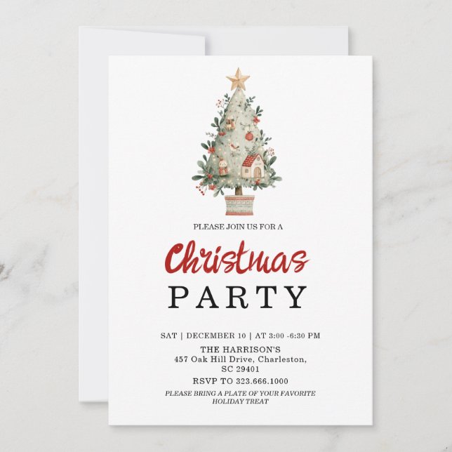 Convite Watercolor Neutral Boho Holiday Party Invitation (Frente)