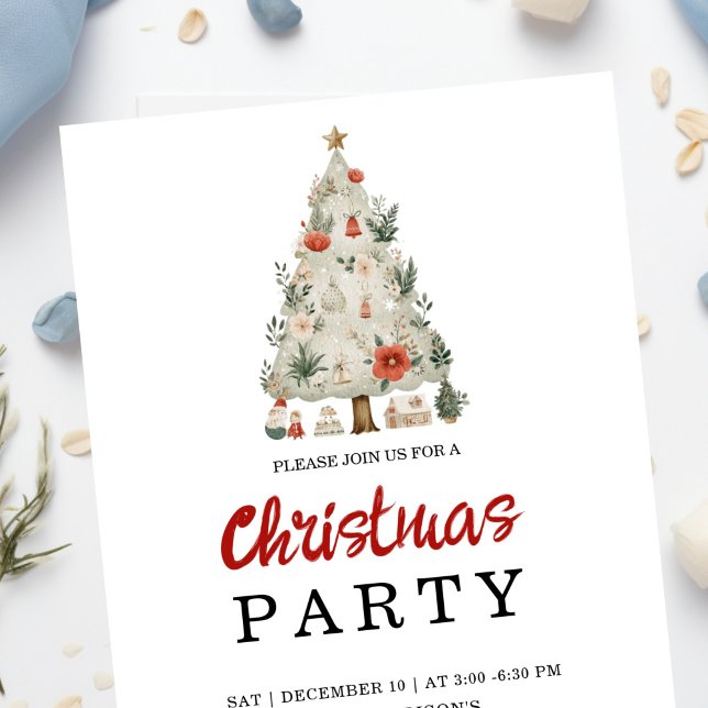 Convite Watercolor Neutral Boho Holiday Party Invitation (Criador carregado)