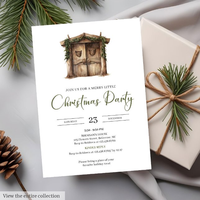 Convite Watercolor Neutral Earthy Cozy Rustic Holiday Xmas (Watercolor Neutral Earthy Cozy Rustic Holiday Christmas Party)