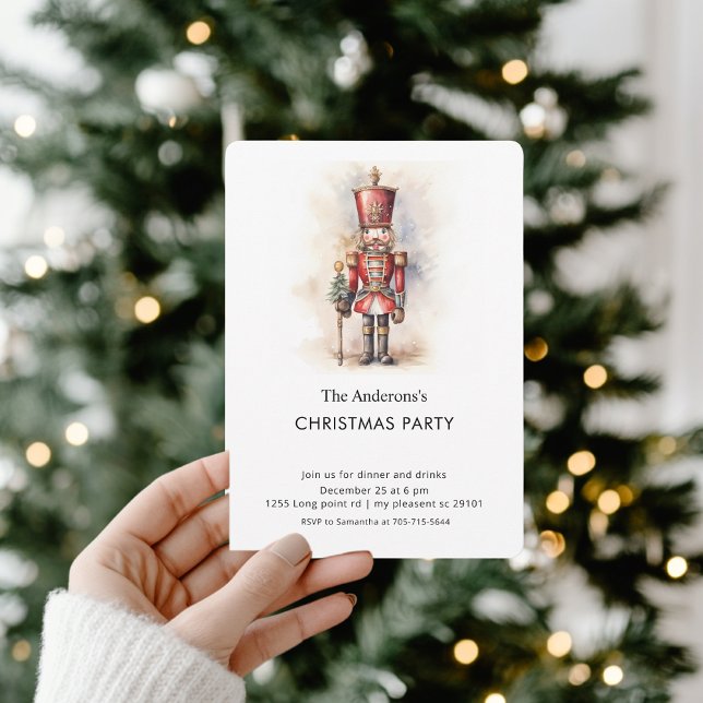 Convite Watercolor Nutcracker Christmas Party  (Criador carregado)