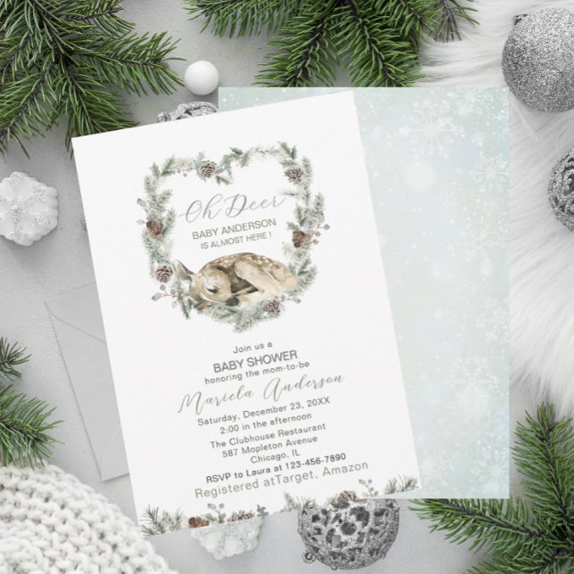 Convite Watercolor Oh Deer Chá de fraldas (Criador carregado)