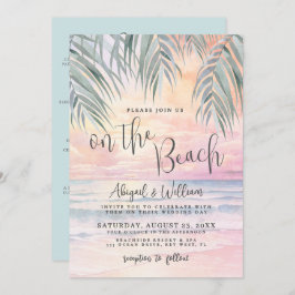 Convite Watercolor On The Beach Wedding All In One