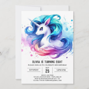 Convite Watercolor Online Horse Birthday