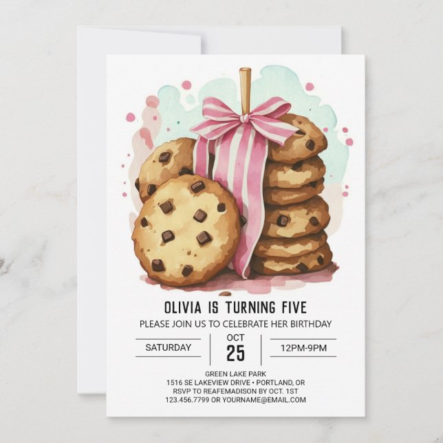 Convite Watercolor Online Whimsical Cookies Aniversário (Frente)