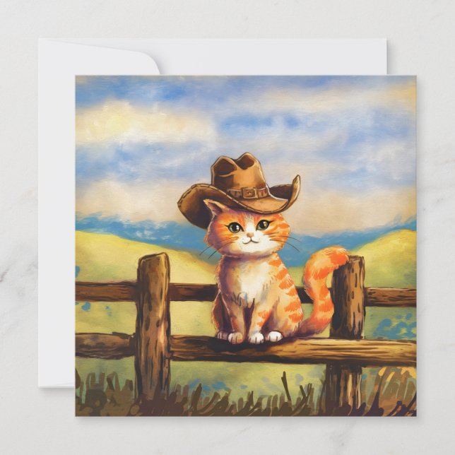 Convite Watercolor Painted Cat Dad (Frente)