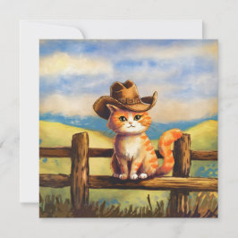 Convite Watercolor Painted Cat Dad