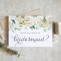 Watercolor Pale Peonies Will You Be My Bridesmaid