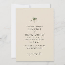 Convite Watercolor Palm Tree Destination coastal Wedding 