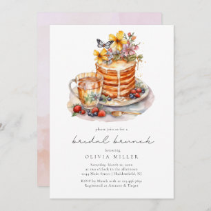 Convite Watercolor Pancakes Bridal Brunch