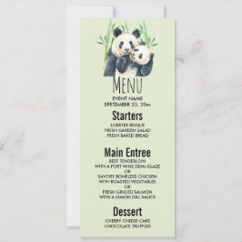 Convite Watercolor Panda Bears Mãe e Bebê em Bambu