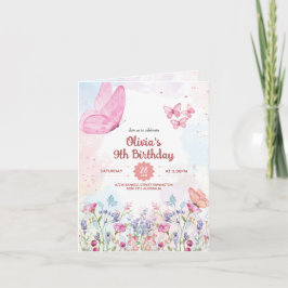 Convite Watercolor Pastel Butterfly Folded Card Invitation