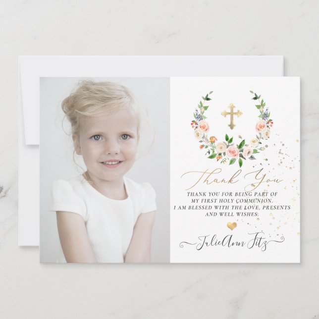 Convite Watercolor Pastel Rosa Wreath Obrigado (Frente)