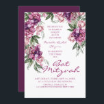 Convite Watercolor Peony Logotipo Corporativo Bat Mitzvah<br><div class="desc">Aquarela Logotipo Corporativo Bat Mitzvah Os Convites apresentam uma elegante cor d'água roxa Flor de pedras em roxo suave e cor-de-rosa poeirento com folhas verdes sobre fundo branco com suas informações de convite do Bat Mitzvah no centro. Personalize editando o texto nas caixas de texto fornecidas. Adicione o logotipo corporativo...</div>