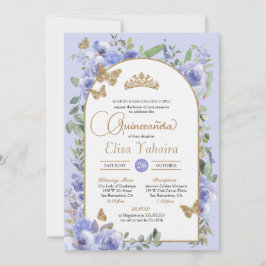 Convite Watercolor Periwinkle Blue Butterfly Quinceañera