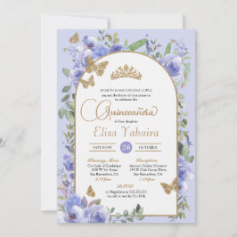 Convite Watercolor Periwinkle Blue Butterfly Quinceañera