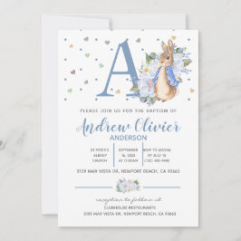 Convite Watercolor Peter Rabbit Baby Boy Christening