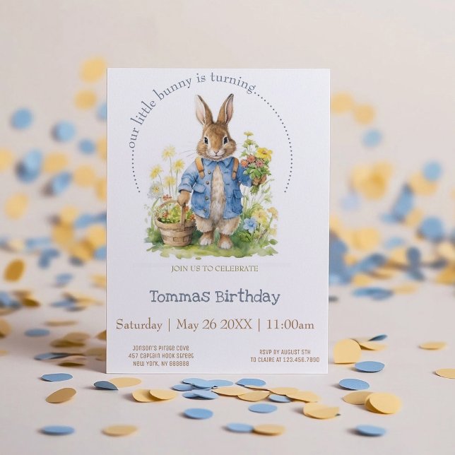 Convite Watercolor Peter Rabbit Birthday (Criador carregado)
