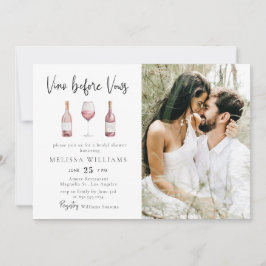 Convite Watercolor Photo Vino Antes do Chá de panela Vows