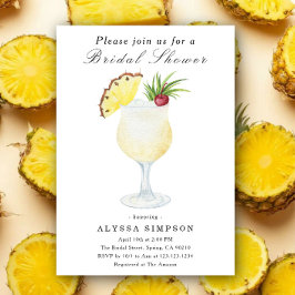 Convite Watercolor Pina Colada Cocktail Bridal Shower