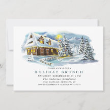 Watercolor Pine Tree Chic Christmas HOLIDAY BRUNCH