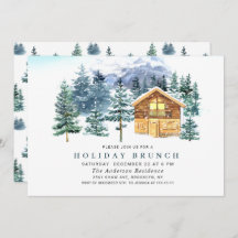 Watercolor Pine Tree Chic Christmas HOLIDAY BRUNCH