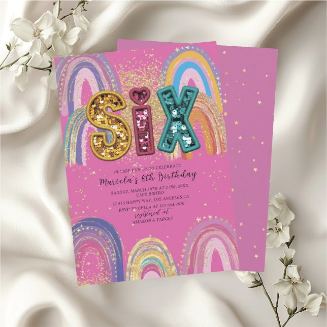 Convite  Watercolor pink and gold stars  BirthdaInvitation (Criador carregado)