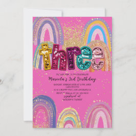 Convite  Watercolor pink and gold stars  BirthdaInvitation