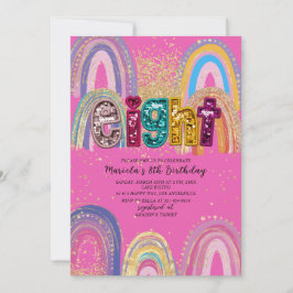 Convite  Watercolor pink and gold stars  BirthdaInvitation