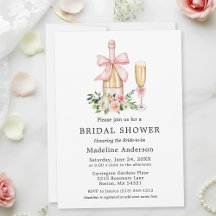 Watercolor Pink Bow Floral Bridal Shower