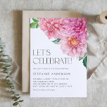 Convite Watercolor Pink Dahlia Floral Sweet Party Sessenta<br><div class="desc">Convide convidados para o seu evento com este convite de aniversário personalizável. Apresenta um buquê floral de cor d'água rosa com flores dahlia cor-de-rosa. Personalize adicionando seus detalhes. Este convite de aniversário floral é perfeito para festas de primavera e jardim.</div>