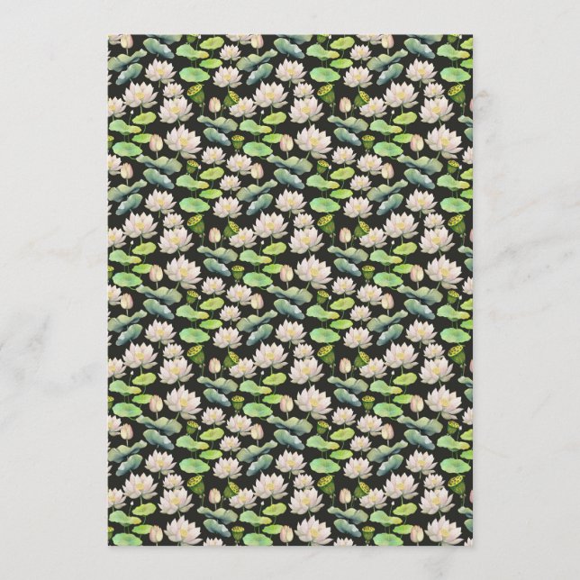 Convite Watercolor Pink Lotus Seamless Pattern (Frente)