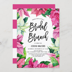 Convite Watercolor Pink Poinsettias Floral Bridal Brunch