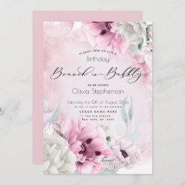 Convite Watercolor Pink Poppy Birday