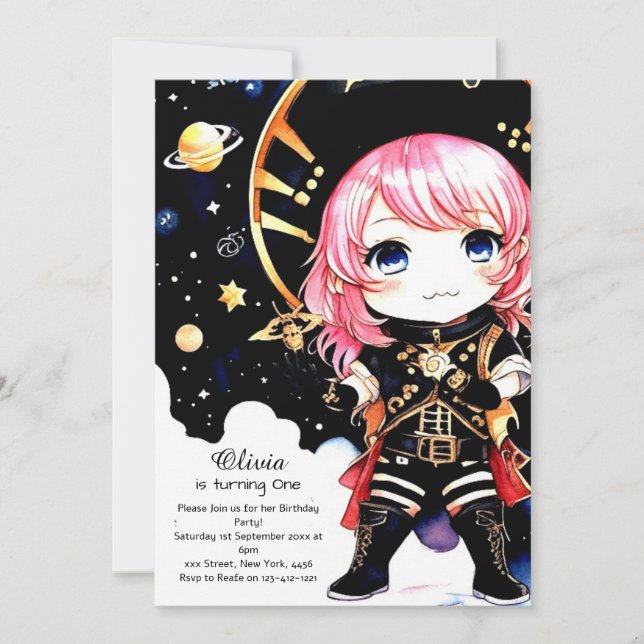 Convite Watercolor Pirate Birthday (Frente)